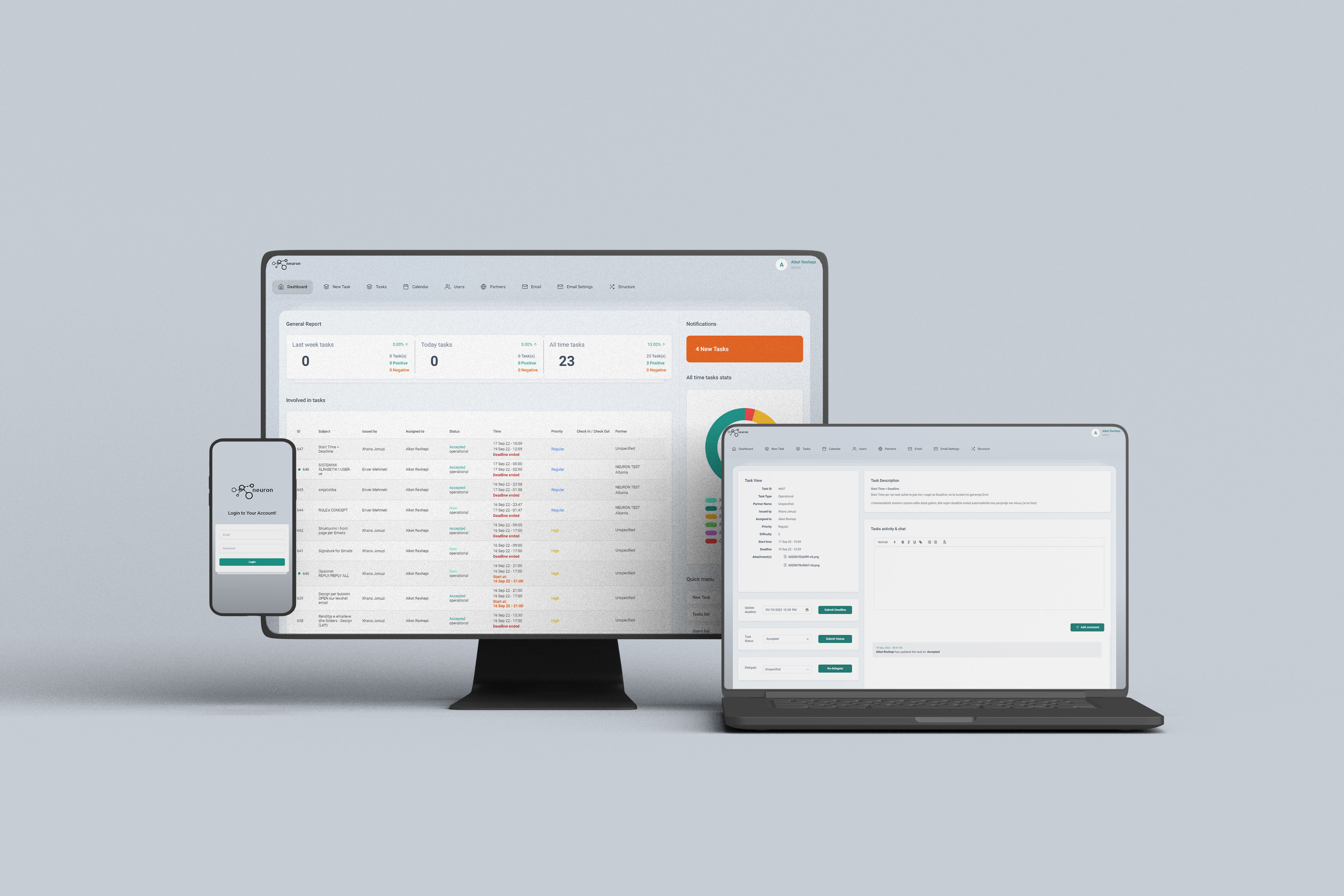 Neuron - This management system is built with ReactJs, a popular JavaScript library for building user interfa...